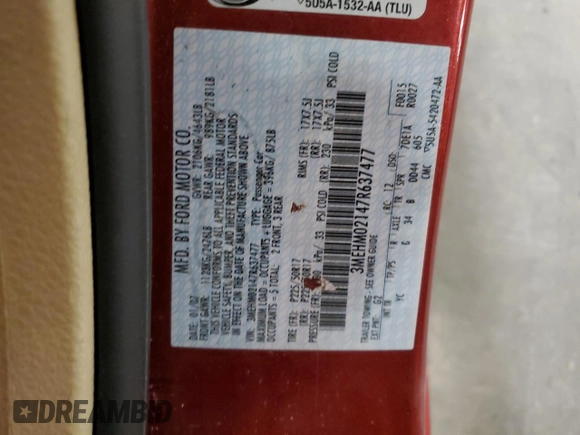2007 Mercury Milan Premier z VIN 3MEHM02147R637477, wystawiony jako Copart lot #83081434 z przebiegiem 105 531 mil mil oraz Szkoda całkowita • Salvage title. Historia ofert i sprzedaży dostępna na DreamBid. Obrazek 12.