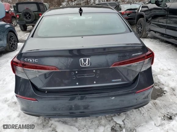 2025 Honda Civic Sedan Hybrid Sport with VIN 2HGFE4F87SH304619, listed as a Copart auction lot 46402815 with 5,084 mi miles and Salvage Title. Bid and sale history available at carsss.com. Image 6.