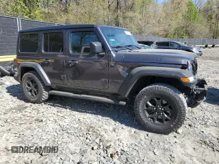 2021 Jeep Wrangler Unlimited 80th Anniversary with VIN 1C4HJXDN0MW792927, listed as a Copart auction lot 53498075 with 74,042 mi miles and Salvage title. Bid and sale history available at DreamBid. Image 4.