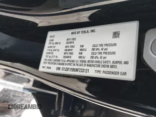 2022 Tesla Model 3 Long Range with VIN 5YJ3E1EB6NF233131, listed as a IAAI auction lot 41819409 with 38,308 mi miles and . Bid and sale history available at DreamBid. Image 9.