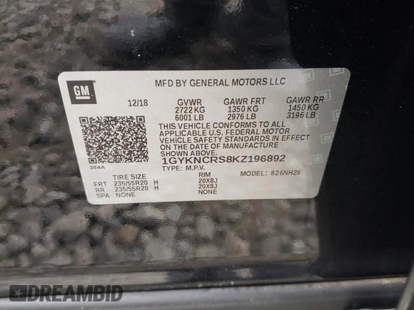 2019 Cadillac XT5 Luxury FWD z VIN 1GYKNCRS8KZ196892, wystawiony jako Copart lot #75956034 z przebiegiem 37 648 mil mil oraz Szkoda całkowita • Salvage title. Historia ofert i sprzedaży dostępna na DreamBid. Obrazek 13.