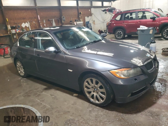 2007 BMW 3 Series 335xi with VIN WBAVD53527A007614, listed as a Copart auction lot 80971994 with 130,120 mi miles and Salvage Title. Bid and sale history available at carsss.com. Image 4.