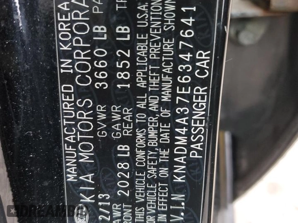 2014 Kia Rio LX with VIN KNADM4A37E6347641, listed as a Copart auction lot 41618805 with 143,921 mi miles and Clean Title. Bid and sale history available at DreamBid. Image 12.