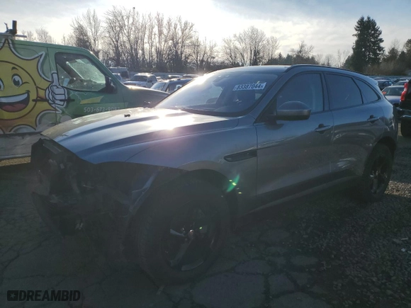 2020 Jaguar F-PACE 25t Premium with VIN SADCJ2FXXLA655019, listed as a Copart auction lot 83387044 with 59,975 mi miles and Salvage Title. Bid and sale history available at carsss.com. Image 1.