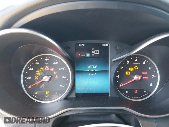 2020 Mercedes-Benz GLC 300 with VIN W1N0G8DB2LF865701, listed as a Copart auction lot 57862225 with 51,074 mi miles and Salvage title. Bid and sale history available at DreamBid. Image 9.