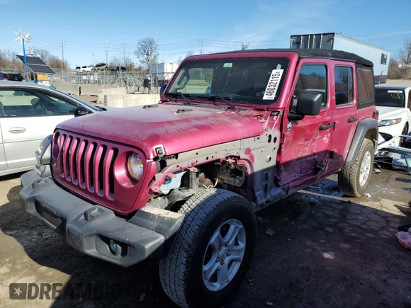 2022 Jeep Wrangler Unlimited Sport S with VIN 1C4HJXDG5NW144177, listed as a Copart auction lot 46032115 with 62,409 mi miles and Salvage Title. Bid and sale history available at carsss.com. Image 1.
