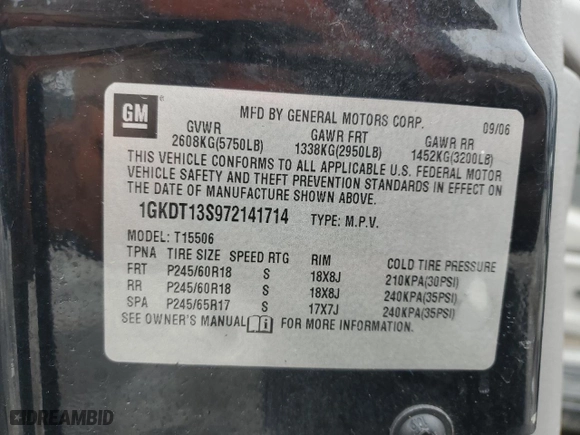2007 GMC Envoy SLT with VIN 1GKDT13S972141714, listed as a Copart auction lot 46589735 with 82,556 mi miles and Salvage Title. Bid and sale history available at carsss.com. Image 14.