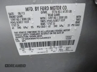 2014 Ford Explorer with VIN 1FM5K8B87EGA55623, listed as a IAAI auction lot 41012987 with 151,141 mi miles and . Bid and sale history available at carsss.com. Image 9.
