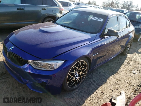 2018 BMW M3 with VIN WBS8M9C57J5J78701, listed as a Copart auction lot 71323392 with 27,703 mi miles. Bid and sale history available at carsss.com. Image 1.
