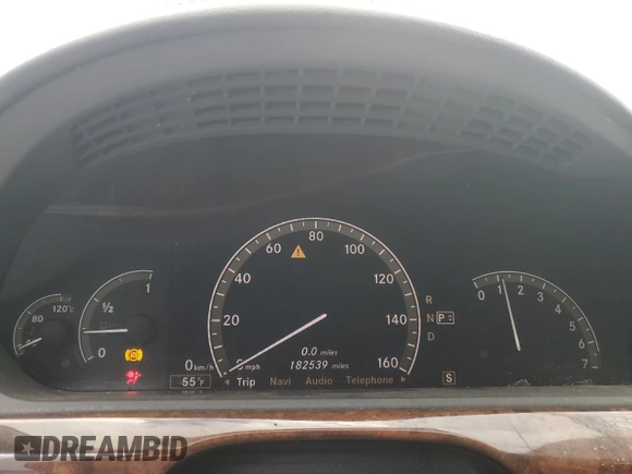 2007 Mercedes-Benz S 550 with VIN WDDNG71X27A106885, listed as a Copart auction lot 54573435 with 182,539 mi miles and Salvage title. Bid and sale history available at DreamBid. Image 9.