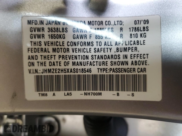 2010 Honda Insight LX z VIN JHMZE2H5XAS018546, wystawiony jako Copart lot #61411545 z przebiegiem 55 814 mil mil oraz Czysty tytuł • Clean title. Historia ofert i sprzedaży dostępna na DreamBid. Obrazek 12.