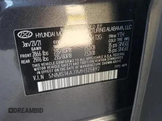 2021 Hyundai Santa Fe SE with VIN 5NMS14AJ1MH325492, listed as a Copart auction lot 52192985 with 51,545 mi miles and Salvage title. Bid and sale history available at DreamBid. Image 13.