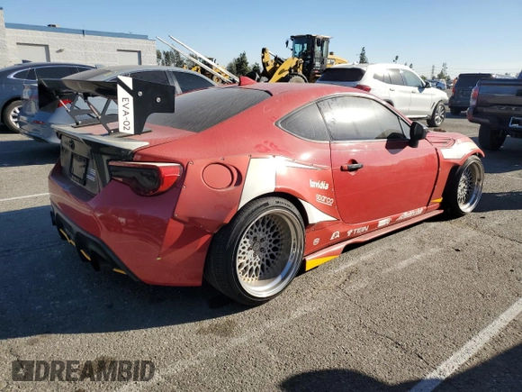 2017 Toyota 86 with VIN JF1ZNAA18H8705878, listed as a Copart auction lot 86106024 with 68,952 mi miles and Salvage Title. Bid and sale history available at carsss.com. Image 3.