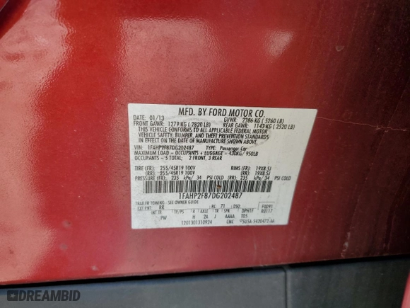 2013 Ford Taurus Limited with VIN 1FAHP2F87DG202487, listed as a Copart auction lot 70583694 with 139,272 mi miles and Clean Title. Bid and sale history available at carsss.com. Image 13.