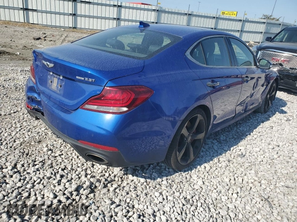 2020 Genesis G70 3.3T with VIN KMTG34LE9LU053508, listed as a Copart auction lot 75052004 with 135,388 mi miles and Salvage Title. Bid and sale history available at DreamBid. Image 3.