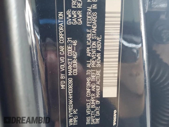 2017 Volvo S90 Momentum с VIN YV1102AK4H1008280, выставлен на аукционе Copart как лот 59909075 с пробегом 89 440 миль миль и Списание • Salvage title. История ставок и продаж доступна на DreamBid. Изображение 12.