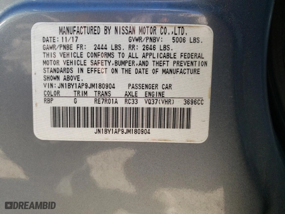 2018 Infiniti Q70 3.7 LUXE with VIN JN1BY1AP9JM180904, listed as a Copart auction lot 83427314 with NaN miles and Salvage Title. Bid and sale history available at carsss.com. Image 13.