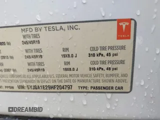 2017 Tesla Model S 100D z VIN 5YJSA1E29HF204797, wystawiony jako IAAI lot #41760296 z przebiegiem 92 587 mil mil oraz . Historia ofert i sprzedaży dostępna na DreamBid. Obrazek 9.