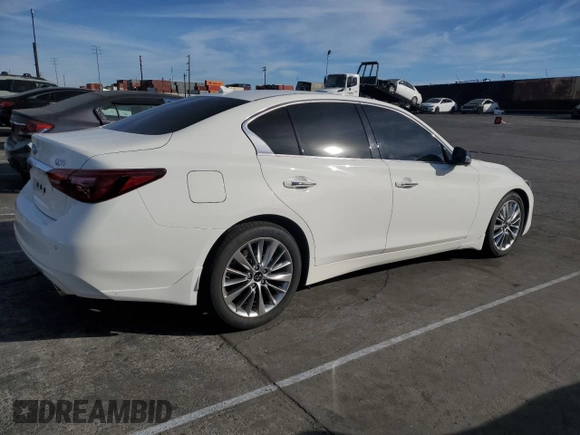2023 Infiniti Q50 Luxe with VIN JN1EV7BP8PM511178, listed as a Copart auction lot 42441725 with 26,861 mi miles and Salvage Title. Bid and sale history available at DreamBid. Image 3.