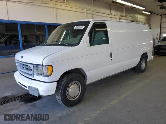 2001 Ford Econoline Cargo with VIN 1FTRE14291HA69623, listed as a Copart auction lot 50031845 with 103,169 mi miles and Salvage Title. Bid and sale history available at carsss.com. Image 1.