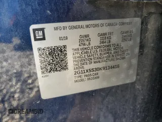 2019 Chevrolet Impala LS with VIN 2G11X5S30K9134416, listed as a Copart auction lot 46023985 with 125,517 mi miles and Salvage Title. Bid and sale history available at DreamBid. Image 12.