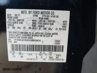 2013 Ford Explorer XLT with VIN 1FM5K8D89DGB02436, listed as a IAAI auction lot 40876509 with 197,196 mi miles. Bid and sale history available at carsss.com. Image 9.