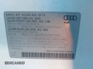 2014 Audi Q5 Premium Plus with VIN WA1LFAFP6EA016835, listed as a IAAI auction lot 41684502 with 149,000 mi miles. Bid and sale history available at carsss.com. Image 9.