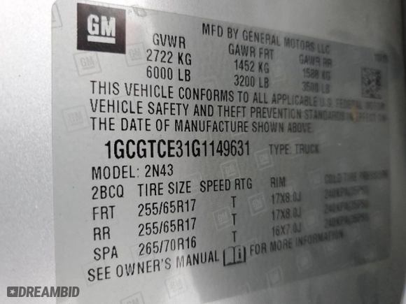 2016 Chevrolet Colorado 4WD LT with VIN 1GCGTCE31G1149631, listed as a Copart auction lot 86560454 with 175,309 mi miles and Salvage Title. Bid and sale history available at carsss.com. Image 12.