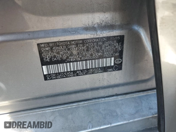2016 Lexus GS 200t with VIN JTHBA1BL4GA000833, listed as a Copart auction lot 50249185 with 153,011 mi miles and Salvage title. Bid and sale history available at DreamBid. Image 15.