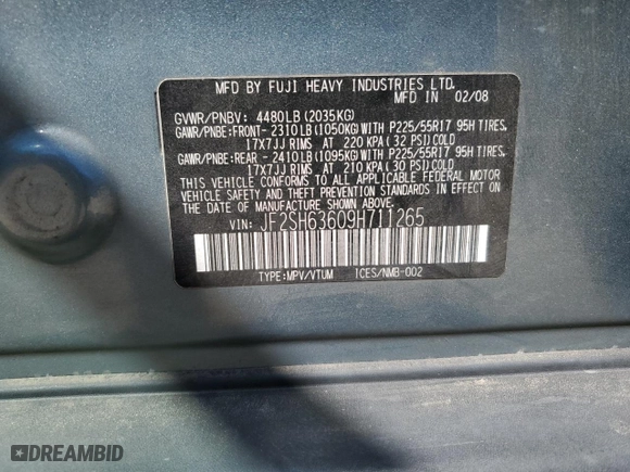 2009 Subaru Forester (Natl) X w/Premium Pkg with VIN JF2SH63609H711265, listed as a Copart auction lot 49819305 with 132,535 mi miles and Salvage Title. Bid and sale history available at carsss.com. Image 15.
