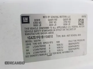 2011 Chevrolet Express Passenger 1LT with VIN 1GAZG1FG1B1104810, listed as a IAAI auction lot 42675746 with 16,391 mi miles and . Bid and sale history available at DreamBid. Image 9.