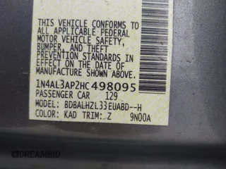 2017 Nissan Altima SL z VIN 1N4AL3AP2HC498095, wystawiony jako IAAI lot #42453384 z przebiegiem 138 736 mil mil oraz . Historia ofert i sprzedaży dostępna na DreamBid. Obrazek 9.