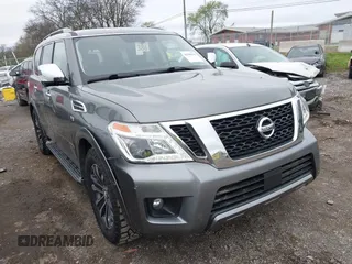 2019 Nissan Armada SL z VIN JN8AY2ND1KX008062, wystawiony jako IAAI lot #41908143 z przebiegiem 118 796 mil mil oraz . Historia ofert i sprzedaży dostępna na DreamBid. Obrazek 1.