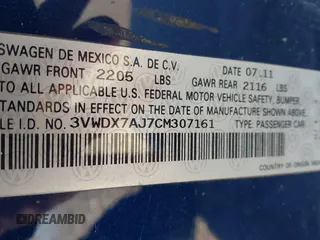 2012 Volkswagen Jetta SE с VIN 3VWDX7AJ7CM307161, выставлен на аукционе IAAI как лот 41332691 с пробегом 193 920 миль миль и . История ставок и продаж доступна на DreamBid. Изображение 9.