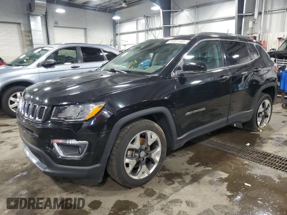 2020 Jeep Compass Limited with VIN 3C4NJCCB2LT169140, listed as a Copart auction lot 58001495 with 97,379 mi miles and Salvage title. Bid and sale history available at DreamBid. Image 1.