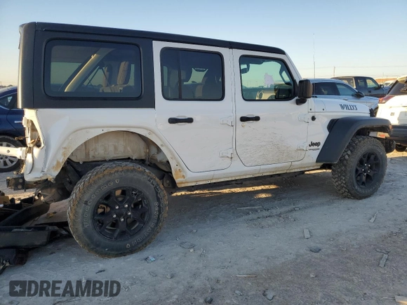 2022 Jeep Wrangler Unlimited Willys Sport with VIN 1C4HJXDM7NW145806, listed as a Copart auction lot 46851705 with 28,357 mi miles and Salvage Title. Bid and sale history available at DreamBid. Image 3.
