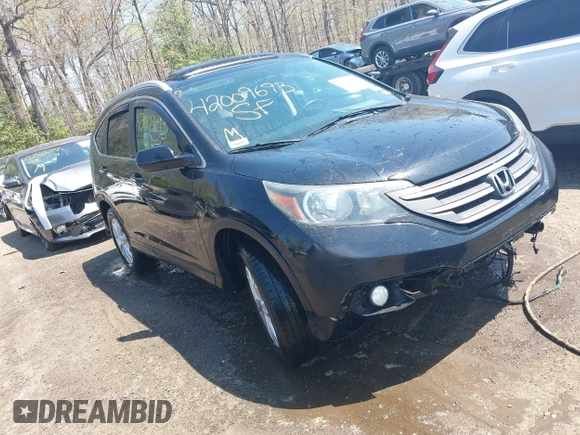 2014 Honda CR-V EX-L with VIN 2HKRM4H76EH673891, listed as a IAAI auction lot 42009693 with 103,798 mi miles. Bid and sale history available at carsss.com. Image 1.