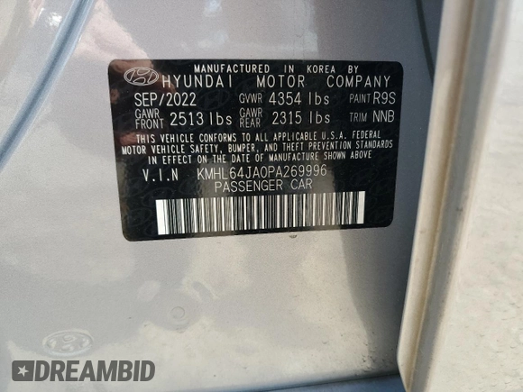 2023 Hyundai Sonata SEL z VIN KMHL64JA0PA269996, wystawiony jako Copart lot #54908345 z przebiegiem 15 634 mil mil oraz Szkody całkowita. Historia ofert i sprzedaży dostępna na DreamBid. Obrazek 13.