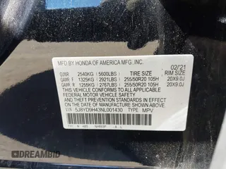 2022 Acura MDX w/Technology Package with VIN 5J8YD9H43NL001430, listed as a IAAI auction lot 41653698 with 41,751 mi miles. Bid and sale history available at carsss.com. Image 9.