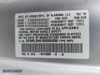 2011 Honda Odyssey EX-L with VIN 5FNRL5H61BB004096, listed as a IAAI auction lot 41917946 with 142,005 mi miles. Bid and sale history available at carsss.com. Image 9.
