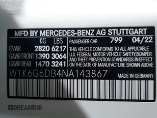 2022 Mercedes-Benz S 500 with VIN W1K6G6DB4NA143867, listed as a IAAI auction lot 41560165 with 17,908 mi miles and . Bid and sale history available at DreamBid. Image 9.