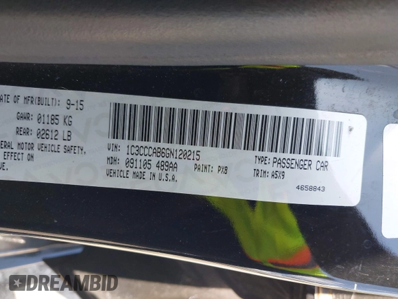 2016 Chrysler 200 Limited with VIN 1C3CCCAB6GN120215, listed as a IAAI auction lot 42084904 with 118,912 mi miles. Bid and sale history available at carsss.com. Image 9.