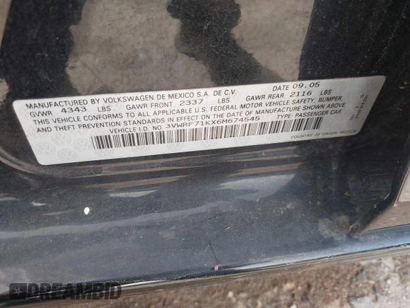 2006 Volkswagen Jetta 2.5L с VIN 3VWRF71KX6M674545, выставлен на аукционе IAAI как лот 41740972 с пробегом 215 978 миль миль и . История ставок и продаж доступна на DreamBid. Изображение 9.