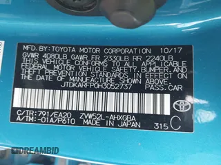 2017 Toyota Prius Plus with VIN JTDKARFP0H3052737, listed as a IAAI auction lot 42039680 with 117,593 mi miles and . Bid and sale history available at DreamBid. Image 9.