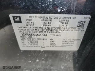 2013 Chevrolet Equinox LTZ with VIN 2GNFLGEK3D6367063, listed as a Copart auction lot 50208125 with 132,063 mi miles and Salvage Title. Bid and sale history available at carsss.com. Image 15.