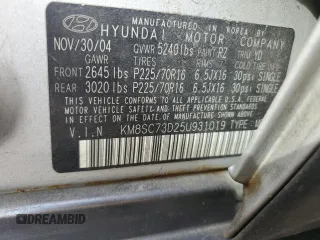 2005 Hyundai Santa Fe GLS with VIN KM8SC73D25U931019, listed as a Copart auction lot 72907894 with 246,060 mi miles and Salvage Title. Bid and sale history available at carsss.com. Image 13.