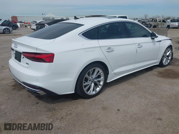 2021 Audi A5 Sportback Premium with VIN WAUABCF5XMA008431, listed as a IAAI auction lot 41801855 with 24,226 mi miles. Bid and sale history available at carsss.com. Image 4.