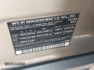 2001 Mercedes-Benz M 320/430/500 с VIN 4JGAB54E71A245256, выставлен на аукционе IAAI как лот 41697960 с пробегом 191 911 миль миль и . История ставок и продаж доступна на DreamBid. Изображение 9.