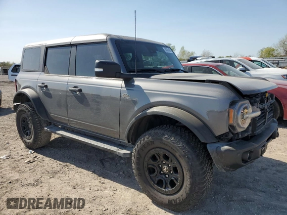 2023 Ford Bronco with VIN 1FMEE5DP0PLB11325, listed as a Copart auction lot 50306455 with 34,358 mi miles and Salvage Title. Bid and sale history available at carsss.com. Image 4.