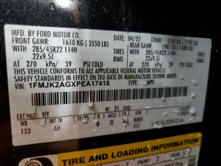 2023 Ford Expedition Max Limited with VIN 1FMJK2AGXPEA17418, listed as a Copart auction lot 52698555 with 20,310 mi miles and Salvage title. Bid and sale history available at DreamBid. Image 16.